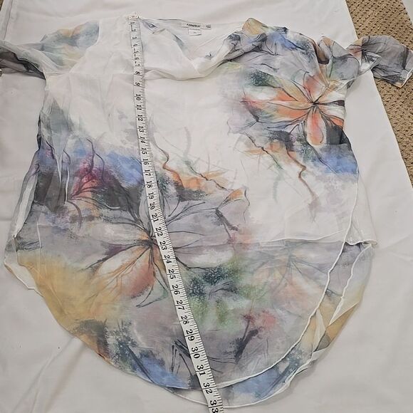 Feratelli Tunic Blue Status Print Blouse Top Blue, Size XL - Picture 5 of 8